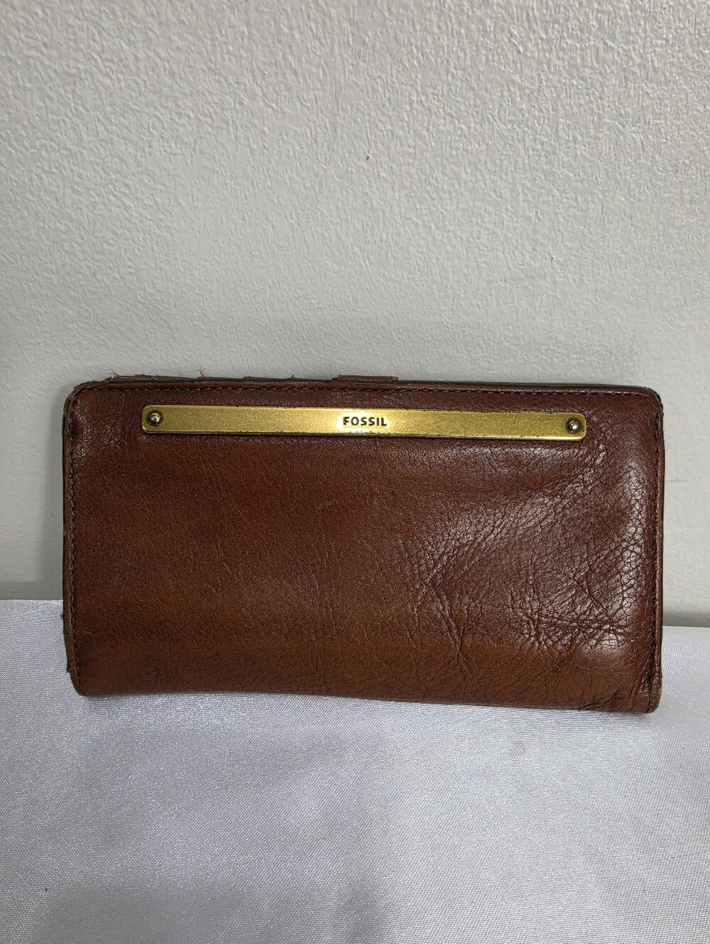 Fossil Brown Leather Wallet with Gold Accent